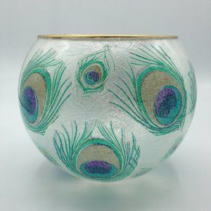 Peacock Eyes Rice Paper on a 6” Bubble Bowl